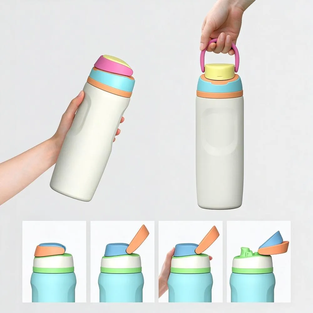 Push-Button Straw Sports Water Bottle thumbnail