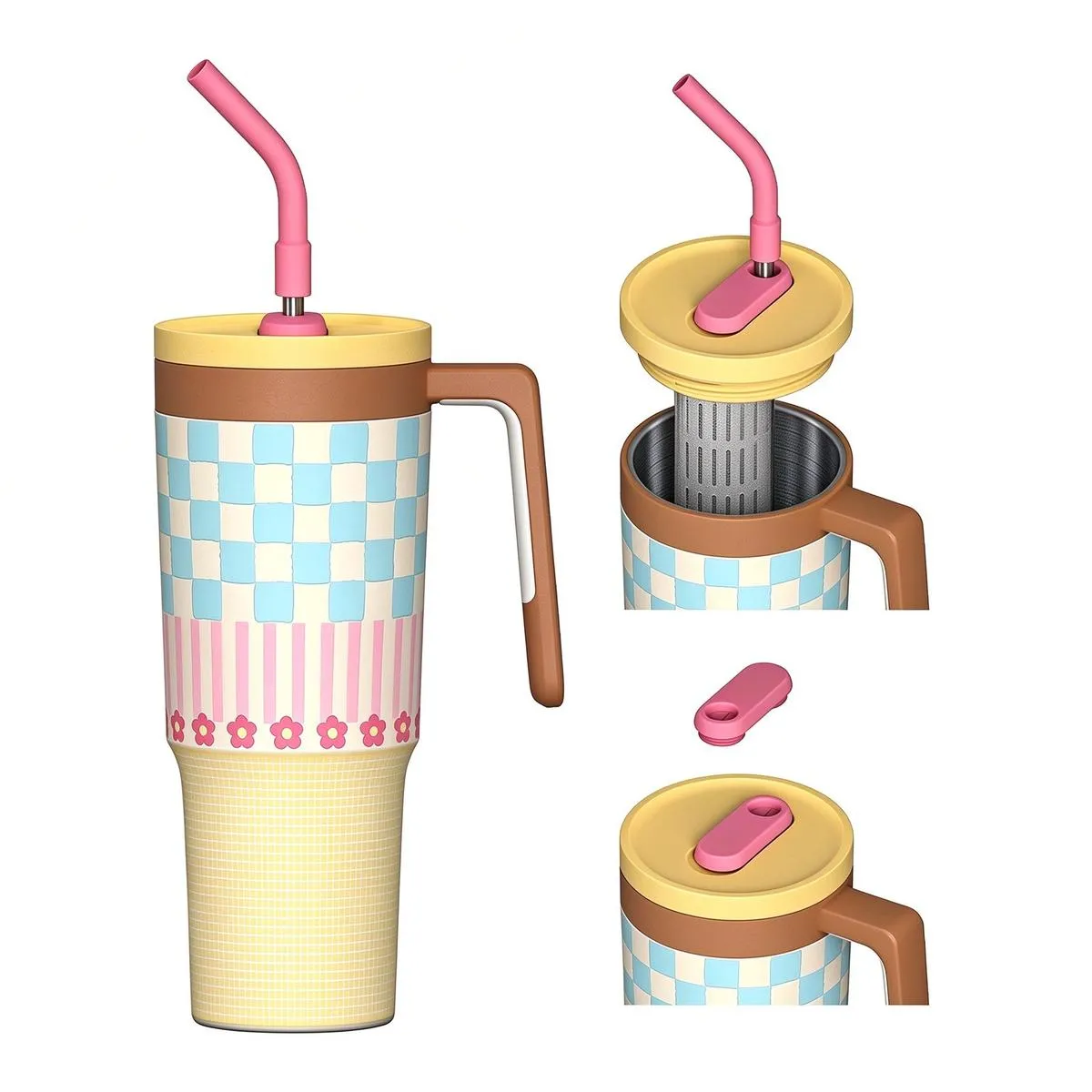 Straw Car Tumbler with Handle thumbnail