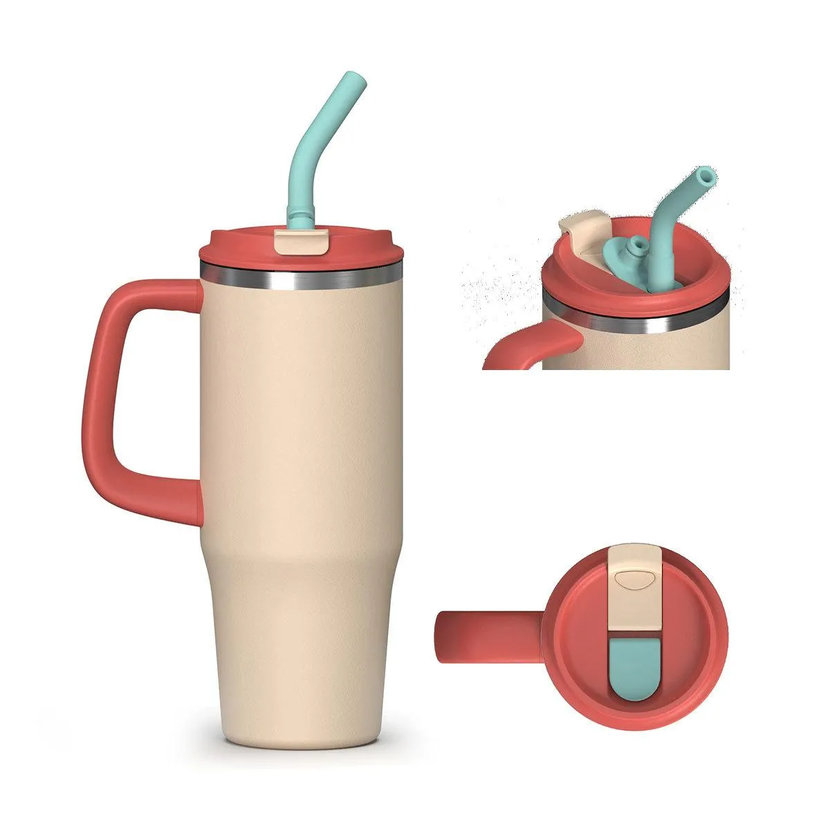 Straw Car Tumbler with Handle thumbnail