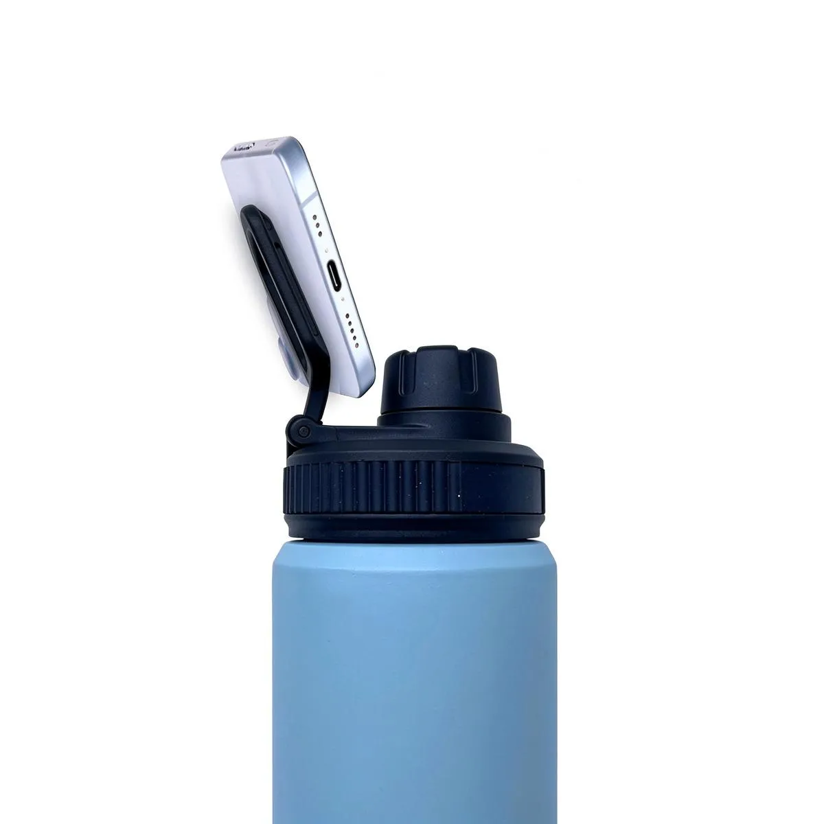 Magnetic-Lid Bottle with Phone Stand