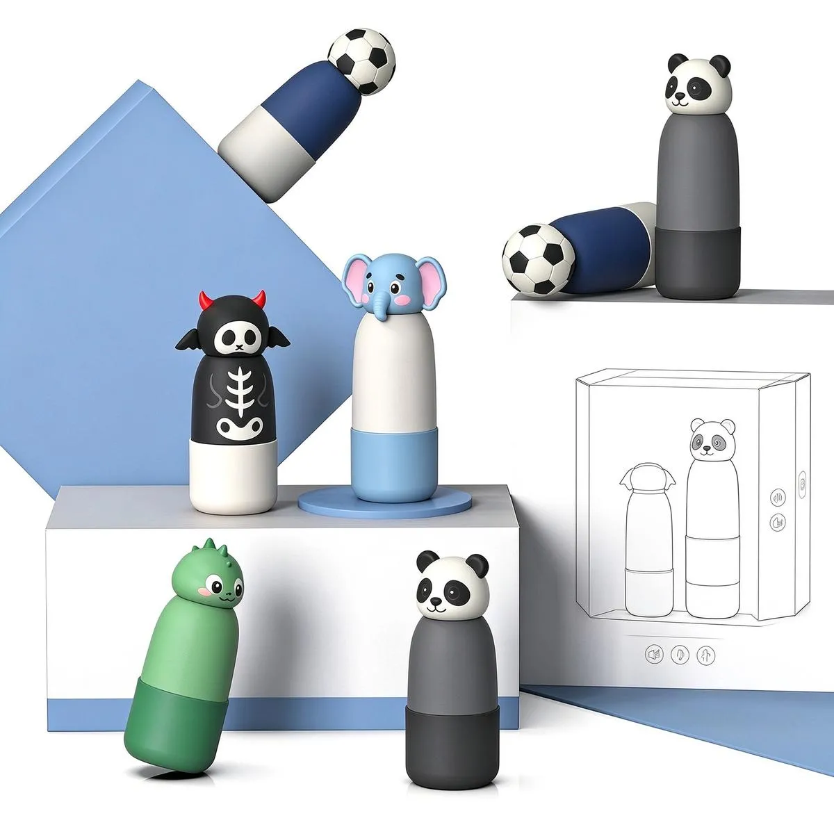 14oz Kids Animal Silicone-Tip Bottle